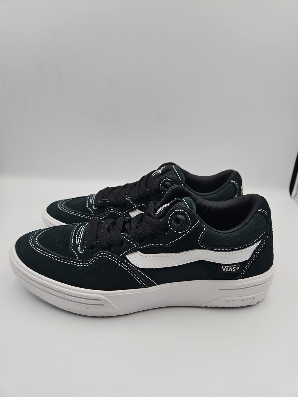 Vans Forest Green and White Low-Top Skate Sneakers